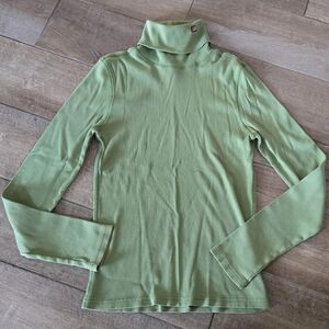 Vintage 90s Polo Ralph Lauren Green Rib Knit Turtleneck Size Medium